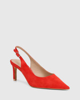 Pier Red Suede Leather Slingback Stiletto Heel 