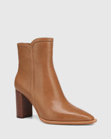Harmon Hazel Leather Block Heel Ankle Boot 