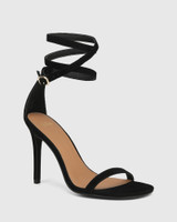Yardena Black Suede Stiletto Heel Sandal 