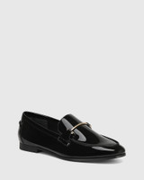 Angeles Black Patent Leather Flat Loafer 