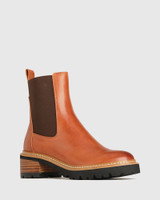 Linear Brandy Leather Ankle Boot 