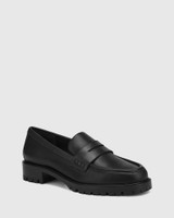 Eleni Black Leather Loafer 