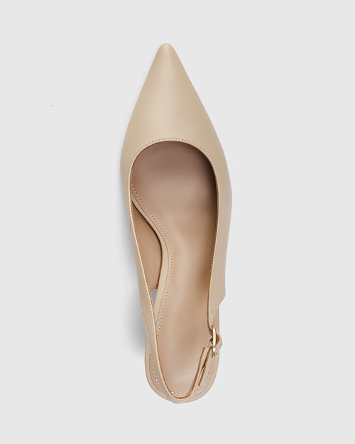 Pier Pale Porcelain Leather Stiletto Heel Slingback Sandal & Wittner & Wittner Shoes