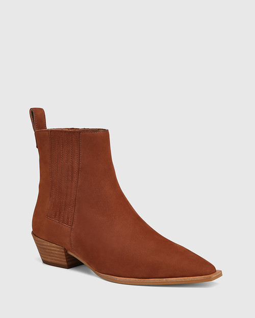 Gadot Russet Block Heel Ankle Boot
