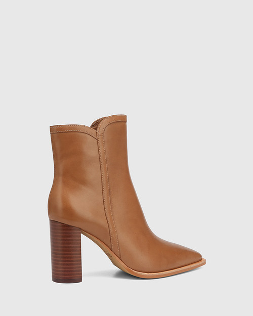 Harmon Hazel Leather Block Heel Ankle Boot & Wittner & Wittner Shoes