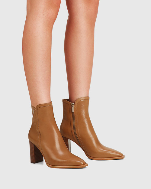 Harmon Hazel Leather Block Heel Ankle Boot & Wittner & Wittner Shoes