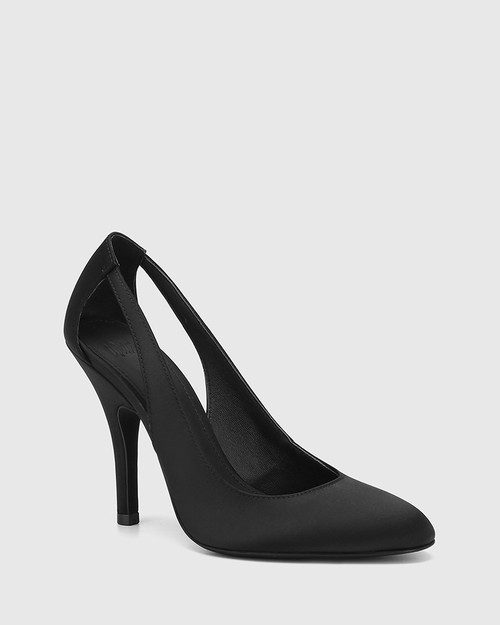 Verdie Black Recycled Satin Stiletto Heel Pump