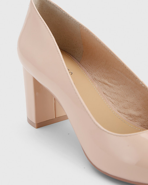 Dalena Pink Patent Pointed Toe Block Mid Heel & Wittner & Wittner Shoes