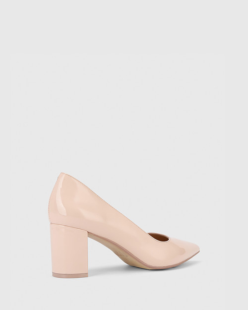 Dalena Pink Patent Pointed Toe Block Mid Heel & Wittner & Wittner Shoes