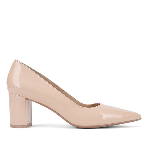 Dalena Pink Patent Pointed Toe Block Mid Heel & Wittner & Wittner Shoes