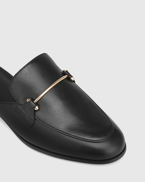 Adelaide Black Leather Backless Loafer & Wittner & Wittner Shoes