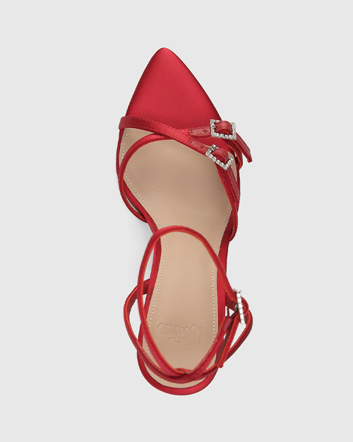 Rosabella Red Recycled Satin Stiletto Heel Sandal & Wittner & Wittner Shoes