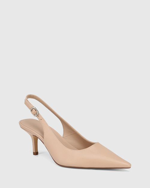 Leia Vintage Pink Leather Stiletto Heel Slingback
