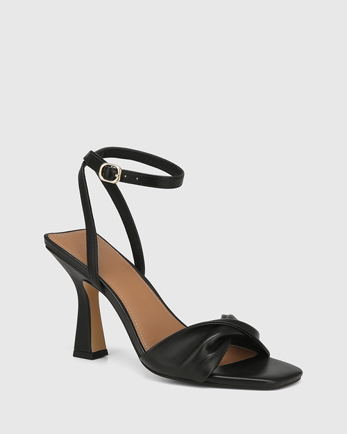 Tinker Black Leather Flared Heel Sandal & Wittner & Wittner Shoes