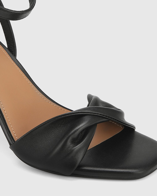 Tinker Black Leather Flared Heel Sandal & Wittner & Wittner Shoes