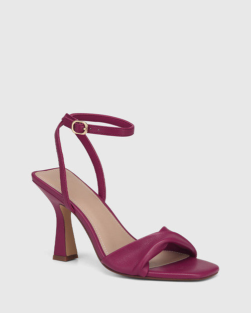 Tinker Mulberry Leather Flared Heel Sandal