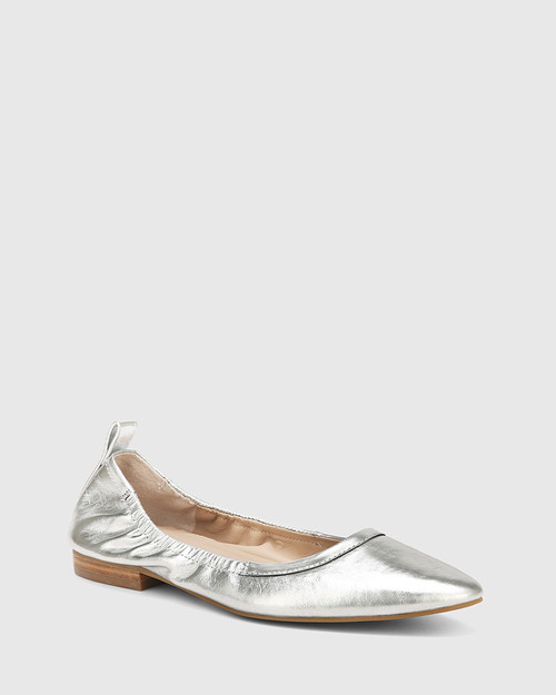 Alodie Silverware Crinkle Metallic Leather Flat