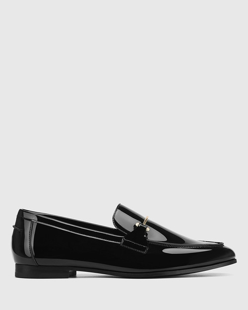 Angeles Black Patent Leather Flat Loafer & Wittner & Wittner Shoes