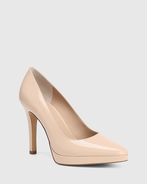 Vero New Flesh Patent Leather Stiletto Heel Platform Pump