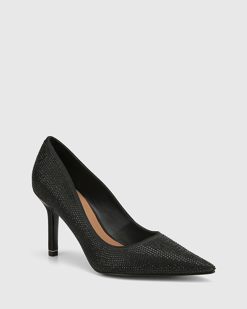 Qiesha Black Recycled Satin Stiletto Heel Pump & Wittner & Wittner Shoes