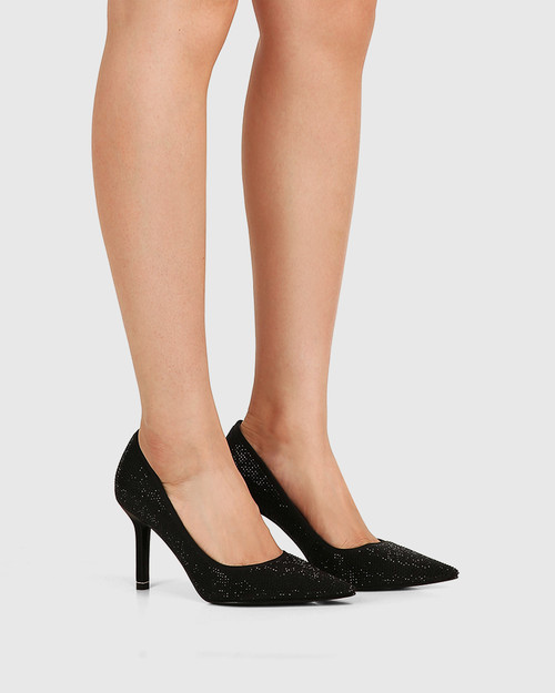 Qiesha Black Recycled Satin Stiletto Heel Pump & Wittner & Wittner Shoes