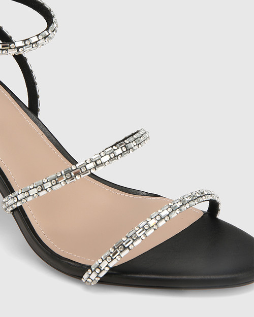 Orielle Black Leather Stiletto Heel Sandal & Wittner & Wittner Shoes