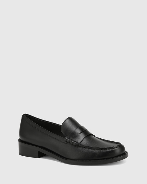 Faye Black Leather Loafer