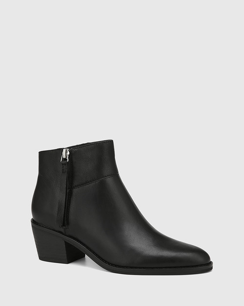 Jayde Black Leather Ankle Boot