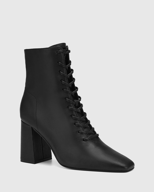 Hazel Black Leather Ankle Boot