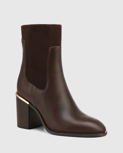 Perrie Espresso Leather Ankle Boot
