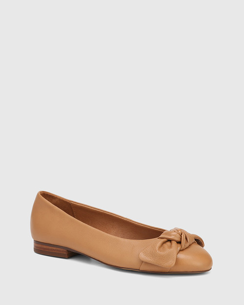 Ariana Dark Sand Leather Ballet Flat