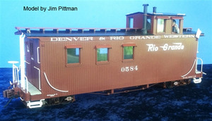On3 D&RGW Peak Roof Long Caboose Kit Double Window Cupola