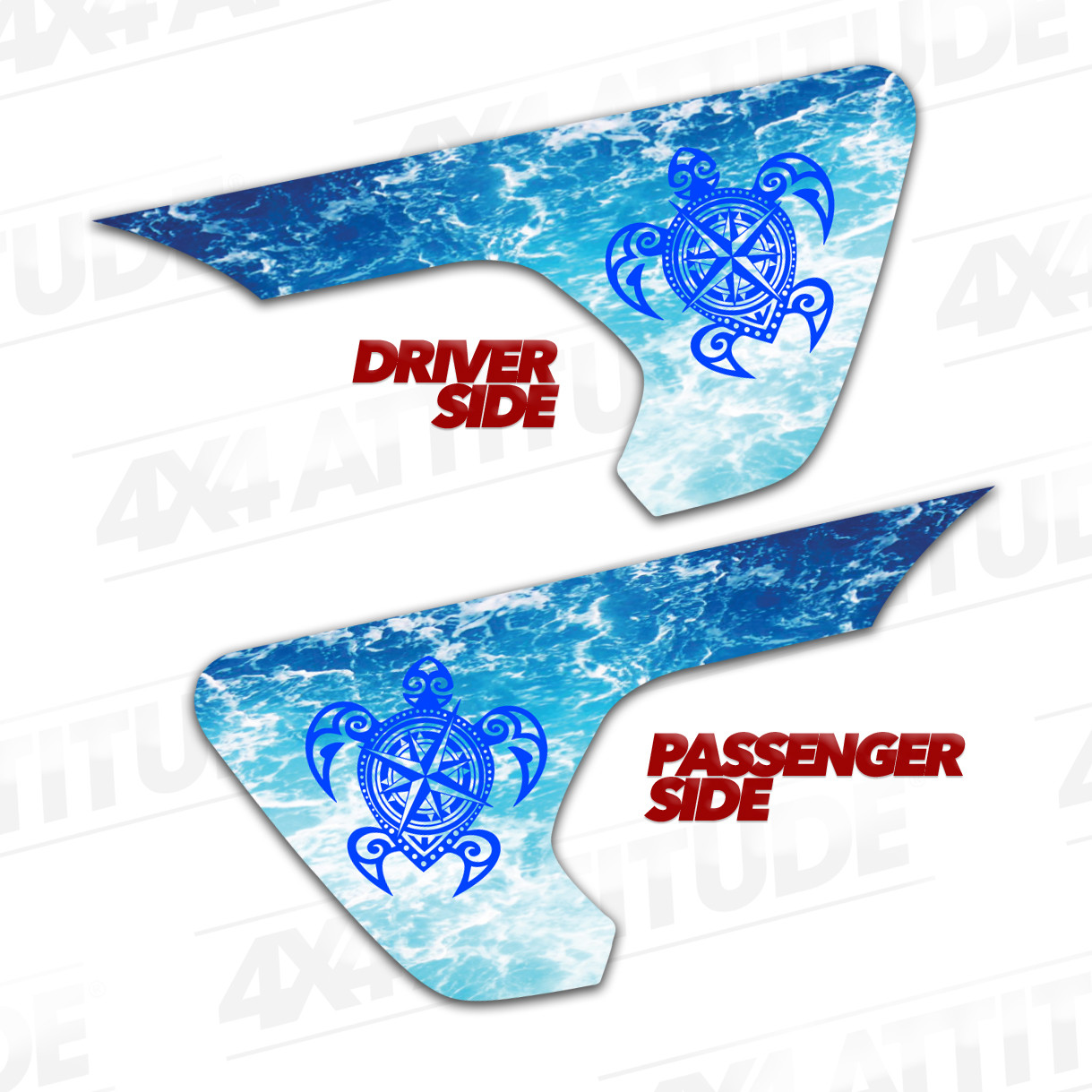 Wavy Turtle Fender Vent Decal Set (Right Left) 4x4 Attitude