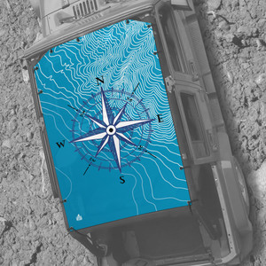 Hand-Drawn Compass JK4D Jeep Sunshade Hand-Drawn Compass JK4D Jeep Sunshade