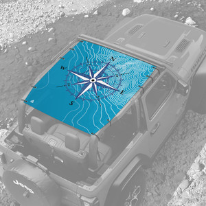 Compass Hand Drawn Jeep JL 2 Door Sunshade Compass Hand Drawn Jeep JL 2 Door Sunshade