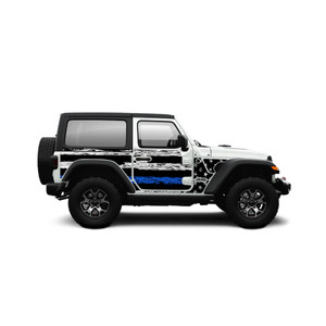 Patriot Distressed Blue Line Action Shield™ Body Armor Full Kit - JL 2 Door Patriot Distressed Blue Line Action Shield™ Body Armor Full Kit - JL 2 Door