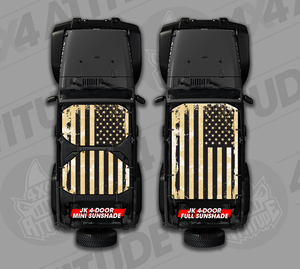 Yellow Distressed USA Flag JK 4 Door Jeep Sunshade Yellow Distressed USA Flag JK 4 Door Jeep Sunshade