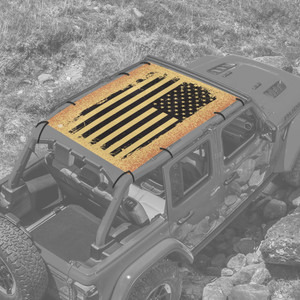 Yellow Distressed USA Flag JL 4 Door Jeep Full Sunshade Yellow Distressed USA Flag JL 4 Door Jeep Full Sunshade