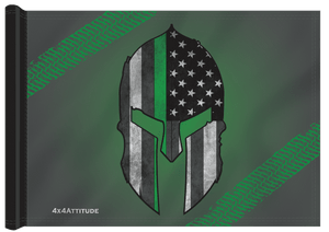 Green Stripe Spartan Helmet 4x4 Attitude Trail Flag Green Stripe Spartan Helmet 4x4 Attitude Trail Flag