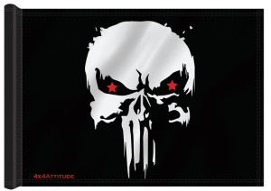 Punisher Logo White 4x4 Attitude Trail Flag Punisher Logo White 4x4 Attitude Trail Flag