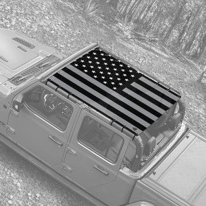 Grey and Black US Flag - JT Truck Full Sunshade Grey and Black US Flag - JT Truck Full Sunshade
