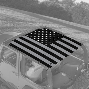 Grey and Black US Flag - JK 2 Door Full Sunshade Grey and Black US Flag - JK 2 Door Full Sunshade