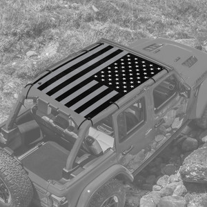 Grey and Black USA Flag - JL 4 Door Full Sunshade Grey and Black USA Flag - JL 4 Door Full Sunshade