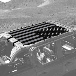 Black, Grey & White USA Flag Sunshade - 4 Door Ford Bronco Black, Grey & White USA Flag Sunshade - 4 Door Ford Bronco
