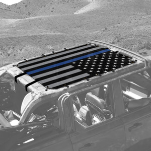 USA Blue Line Flag Sunshade for 4 Door Ford Bronco USA Blue Line Flag Sunshade for 4 Door Ford Bronco