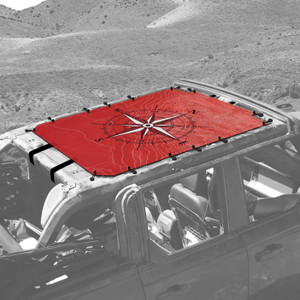 Compass Hand Drawn Red Sunshade for 4 Door Ford Bronco Compass Hand Drawn Red Sunshade for 4 Door Ford Bronco