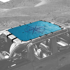 Compass Hand Drawn Blue Sunshade for 4 Door Ford Bronco Compass Hand Drawn Blue Sunshade for 4 Door Ford Bronco