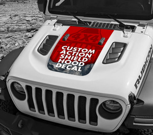 Design Your Custom Action Shield™ Hood Decal Fits JLU & Gladiator Rubicon Trim Level Models Design Your Custom Action Shield™ Hood Decal Fits JLU & Gladiator Rubicon Trim Level Models