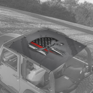 Punisher Red Line USA JK 2 Door Jeep Sunshade Punisher Red Line USA JK 2 Door Jeep Sunshade
