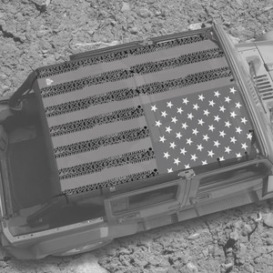 US Flag Grey Tire Treads JK 4 Door Jeep Sunshade US Flag Grey Tire Treads JK 4 Door Jeep Sunshade